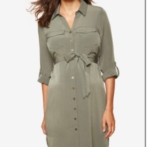 Green maternity shirt dress